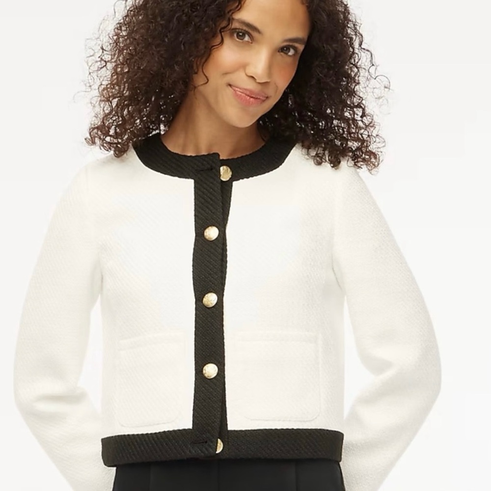JCREW FACTORY | NWOT White Lady Jacket with Black Trim 8 🌟